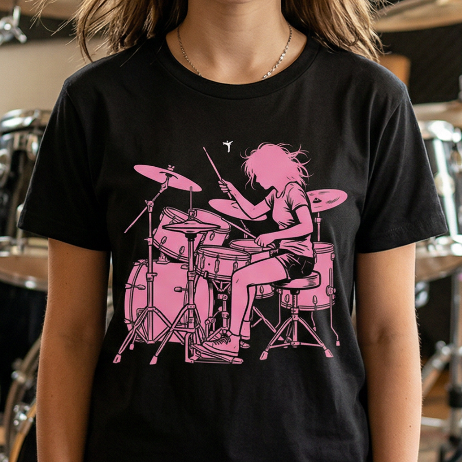 Drumming girl pink