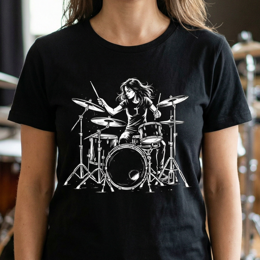 Drumming girl white