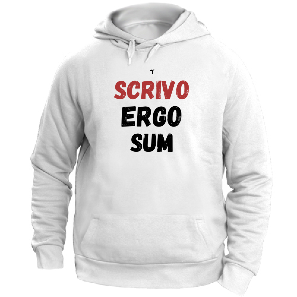 Felpa Unisex con Cappuccio scrivo ergo sum